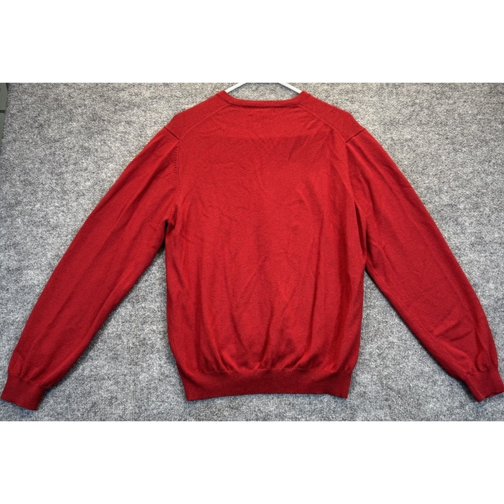 Brooks Brothers Men's Large V-Neck Merino Wool Sweater Red Hong Kong - Picture 5 of 11